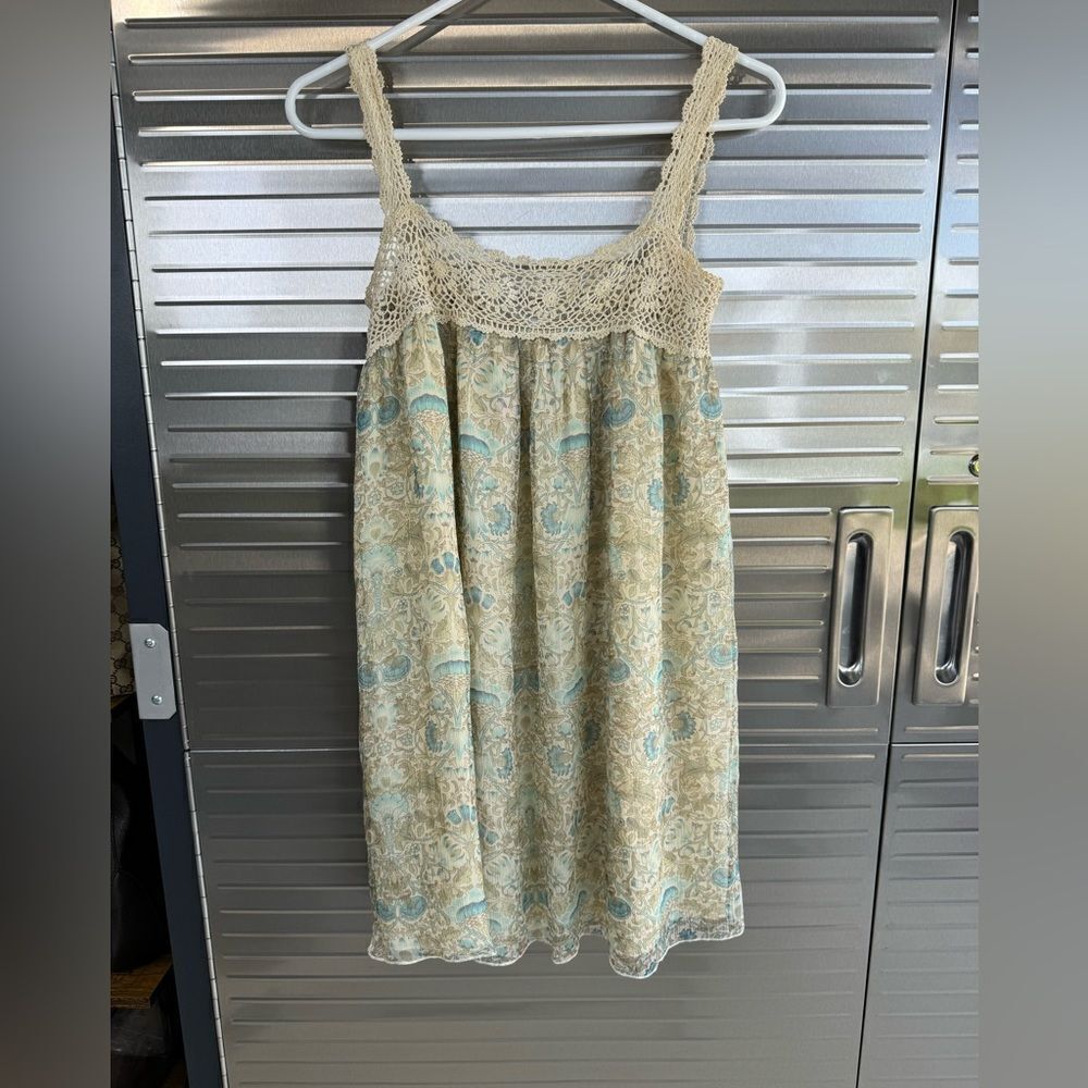 Maeve by Anthropologie Silk Crochet Floral Tunic Blouse XS